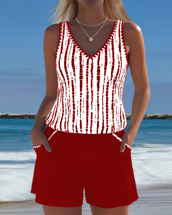 Béatrice - Ensemble de Tankini et Pantalons Courts Décontractés