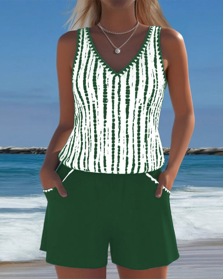 Béatrice - Ensemble de Tankini et Pantalons Courts Décontractés