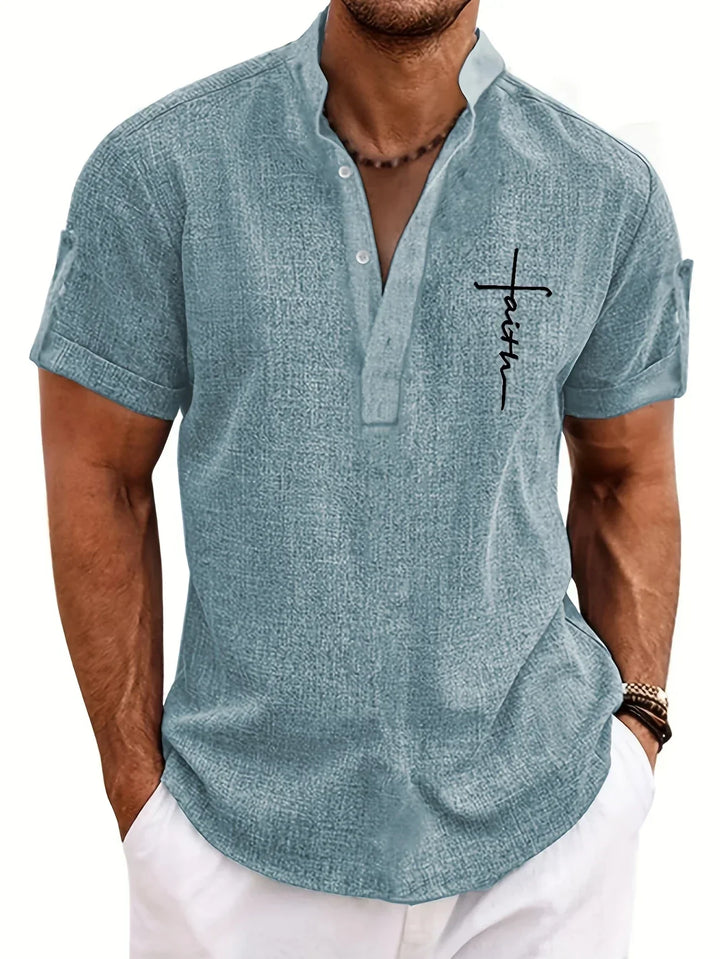 Chemise élégante à manches courtes et col montant