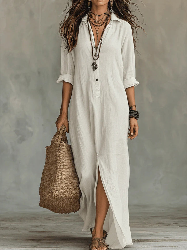 Juliette | Robe Maxi Noire Longue avec Boutons