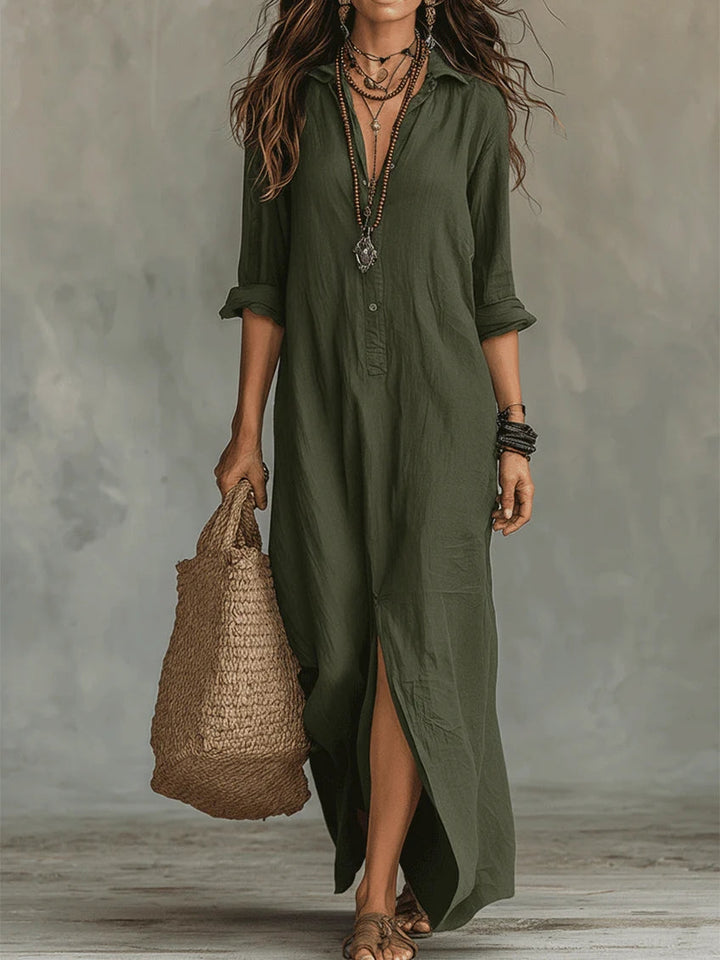 Juliette | Robe Maxi Noire Longue avec Boutons