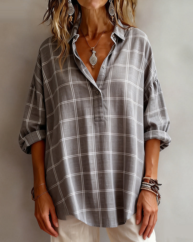 Chemise Revers à Carreaux Sophistiqué