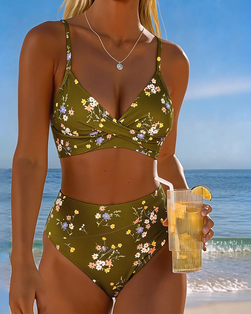 Serena | Bikini Floral avec Taille Haute