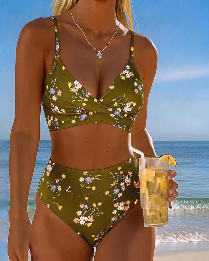 Serena | Bikini Floral avec Taille Haute