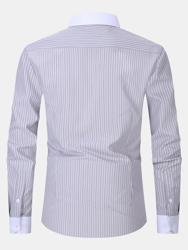 Contrast Collar Shirt with Stripes
