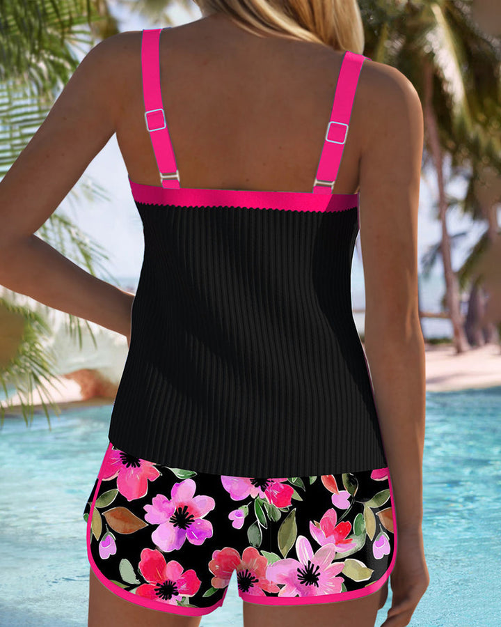 Valeria - Ensemble Tankini Élégant avec Short Fleuri