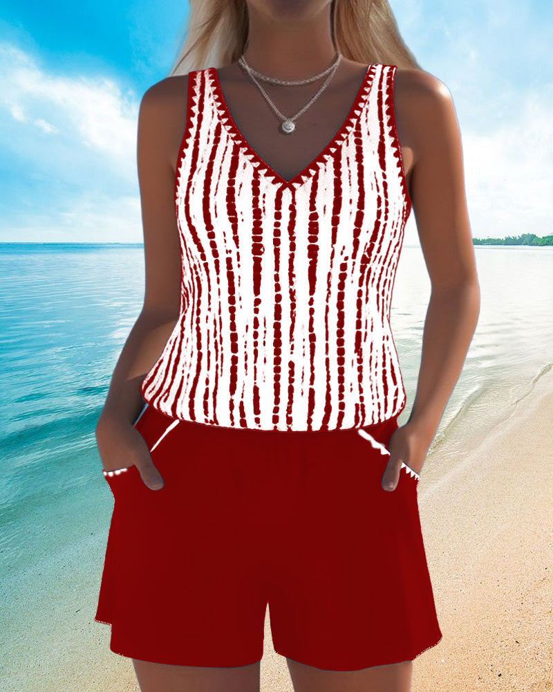 Béatrice - Ensemble de Tankini et Pantalons Courts Décontractés