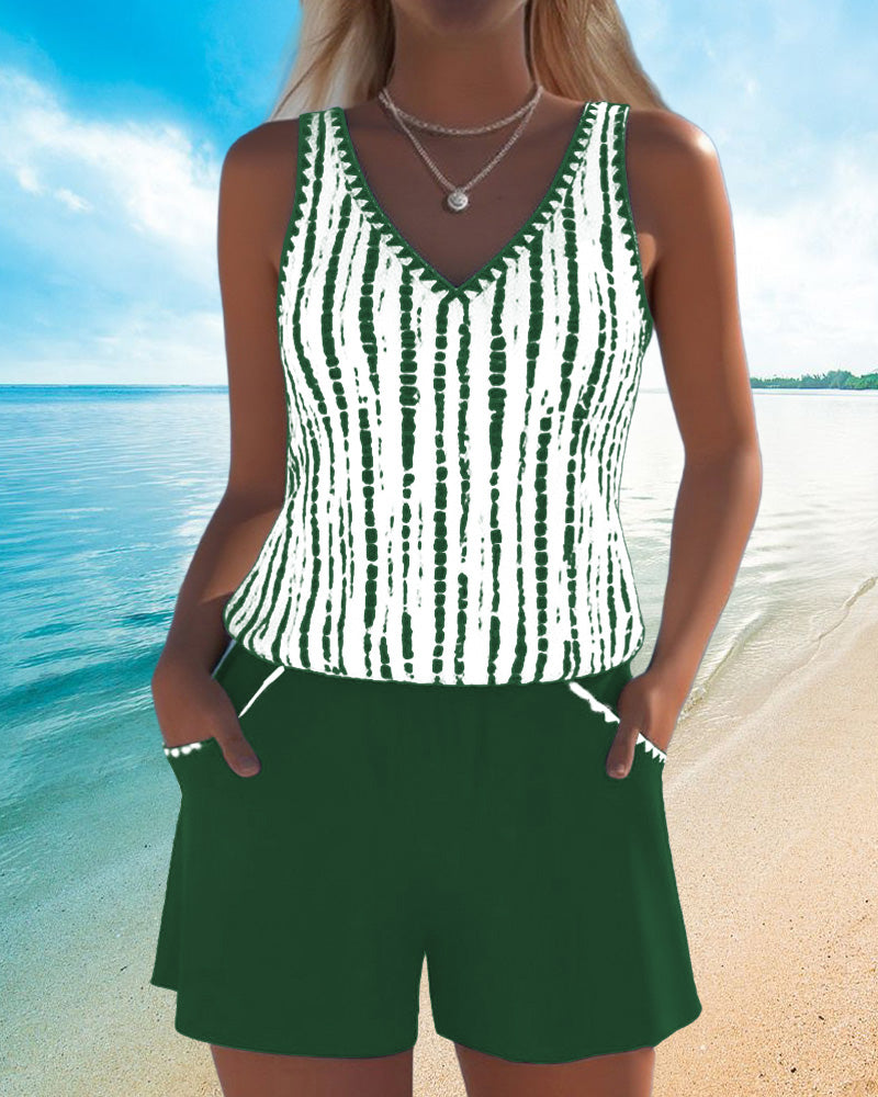 Béatrice - Ensemble de Tankini et Pantalons Courts Décontractés