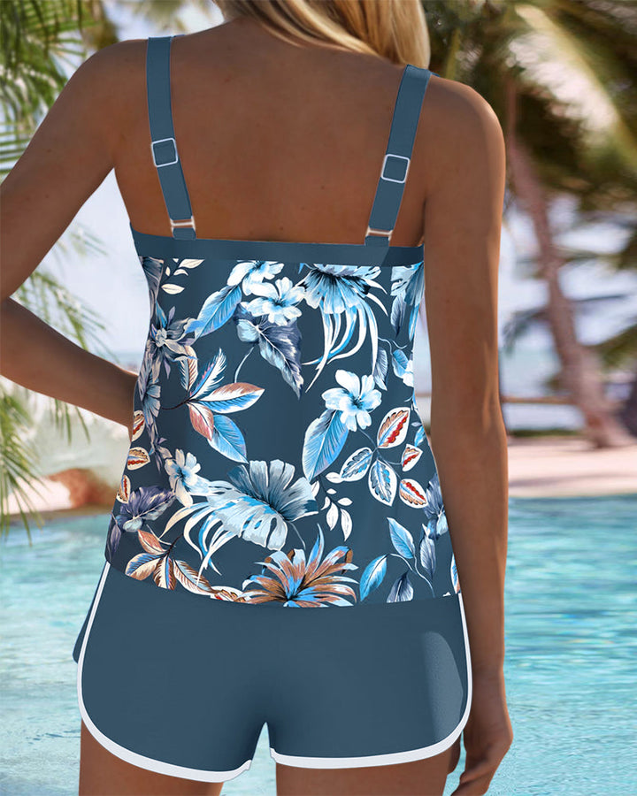Charlotte | Haut Tankini Imprimé Sans Manches en U