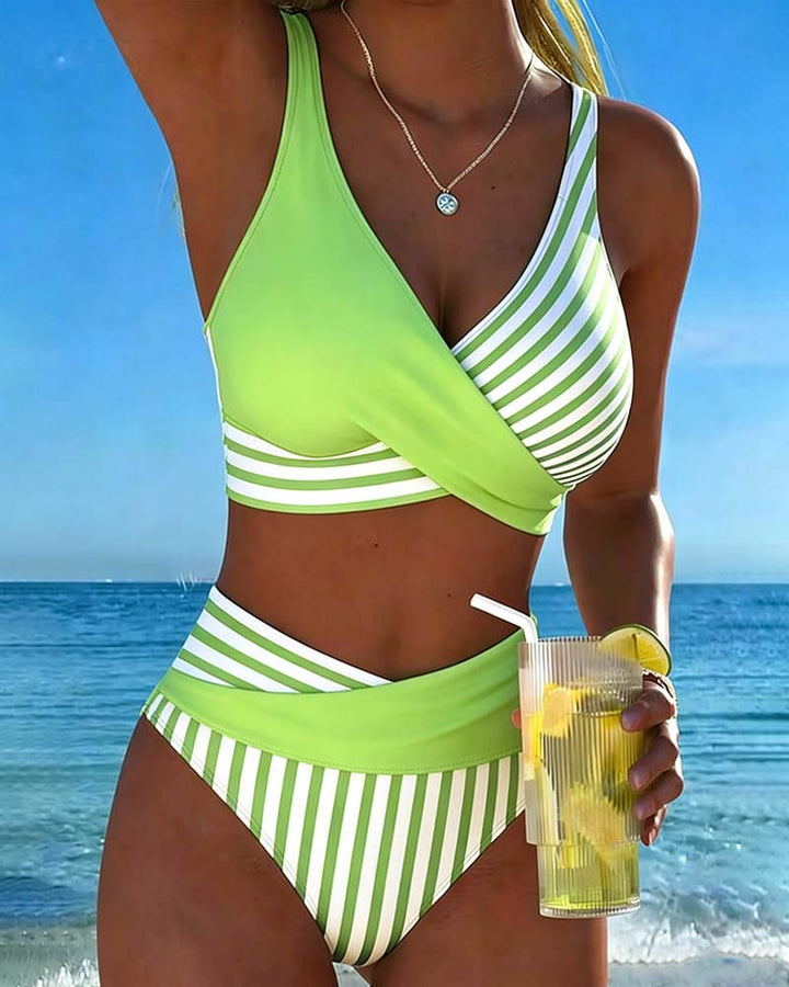 Charlotte | Bikini Croisé Rayé Imprimé