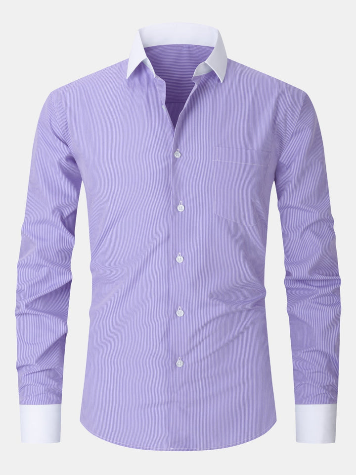 Dress Shirt with Striped Contrast Collar