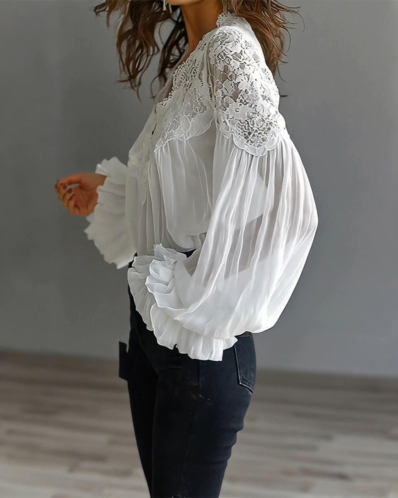 Chemisier Dentelle Patchwork Col V
