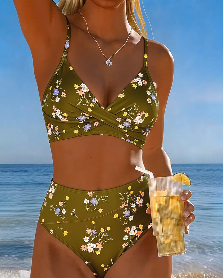 Serena | Bikini Floral avec Taille Haute