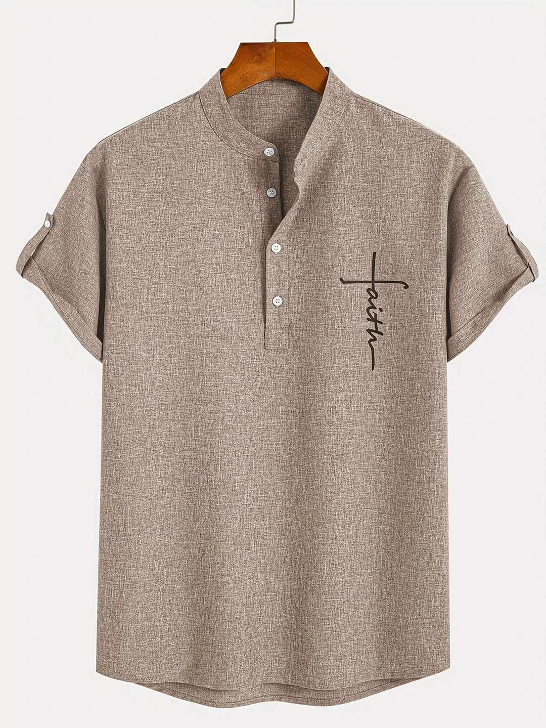 Chemise élégante à manches courtes et col montant