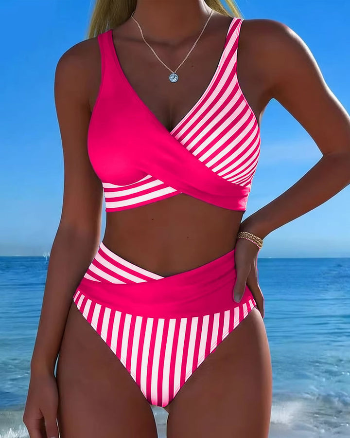 Charlotte | Bikini Croisé Rayé Imprimé