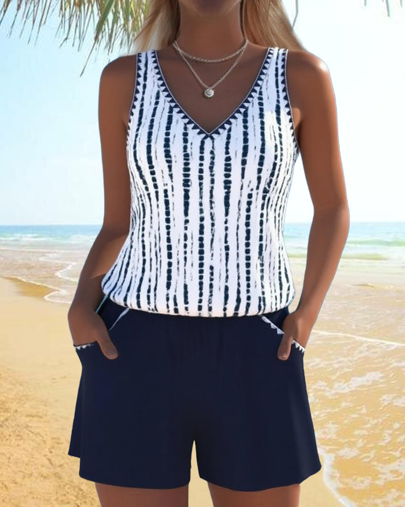 Béatrice - Ensemble de Tankini et Pantalons Courts Décontractés