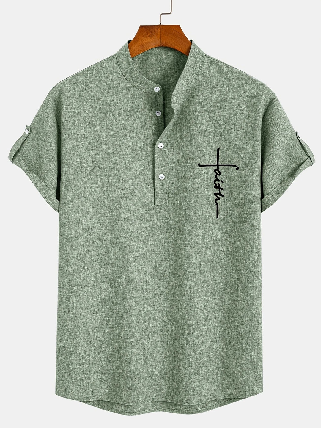 Chemise élégante à manches courtes et col montant
