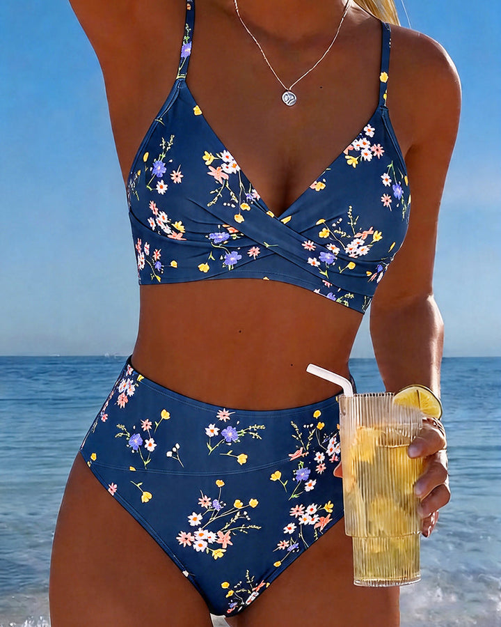 Serena | Bikini Floral avec Taille Haute