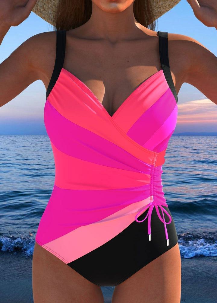 Hélène | Maillot de bain de luxe avec décolleté croisé et imprimé multicolore
