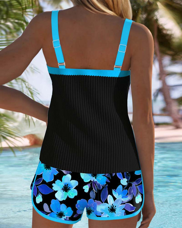 Valeria - Ensemble Tankini Élégant avec Short Fleuri