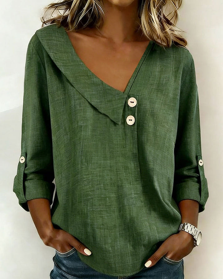 Haut Couleur Unie Encolure Irrégulière