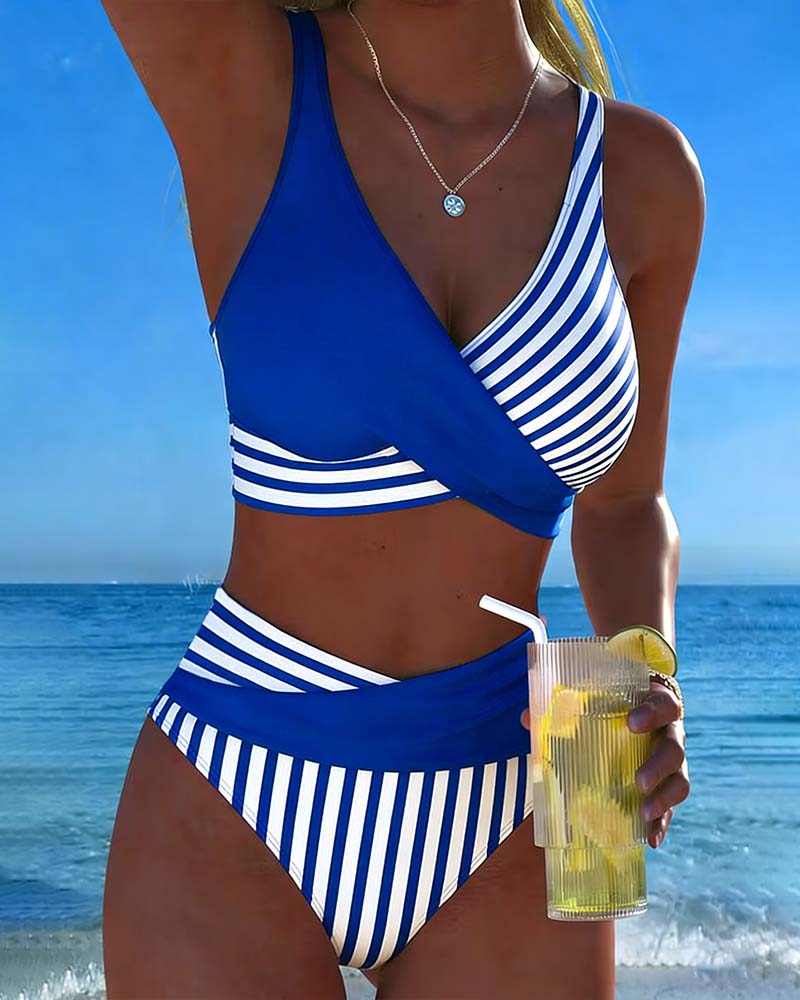 Charlotte | Bikini Croisé Rayé Imprimé
