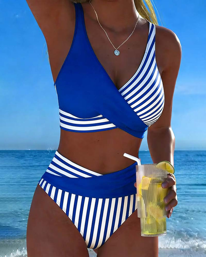 Charlotte | Bikini Croisé Rayé Imprimé