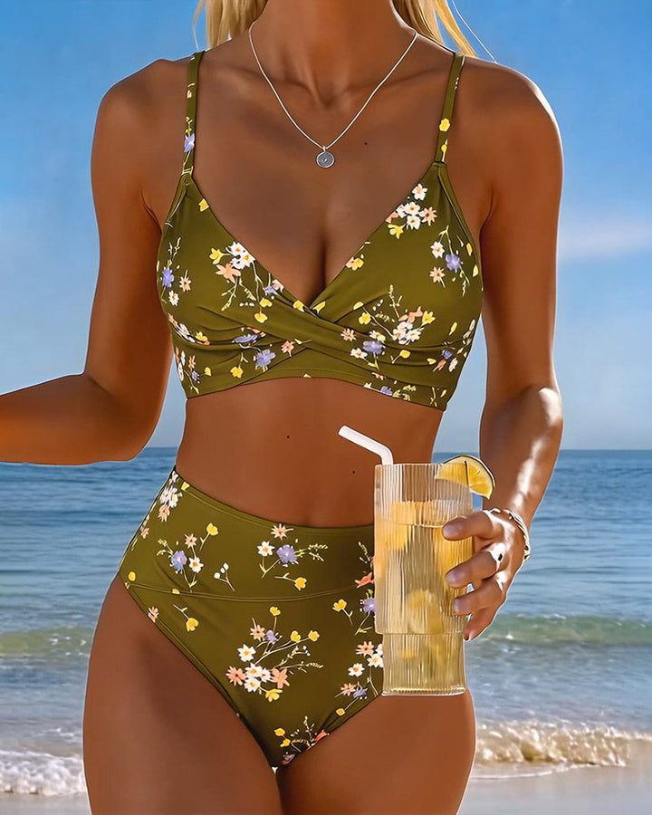 Serena | Bikini Floral avec Taille Haute