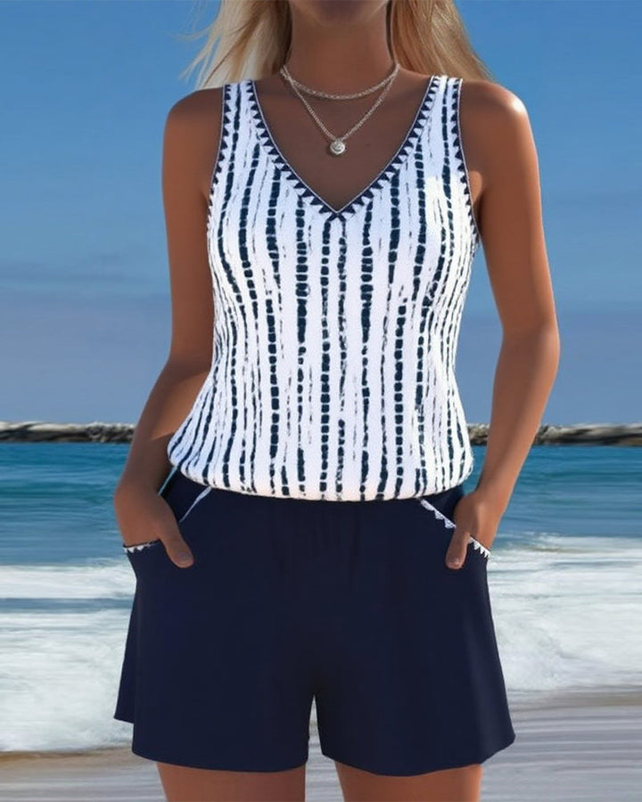 Béatrice - Ensemble de Tankini et Pantalons Courts Décontractés