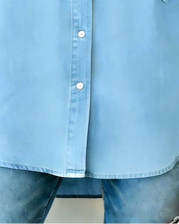 Chemise Femme Capuche Faux Denim