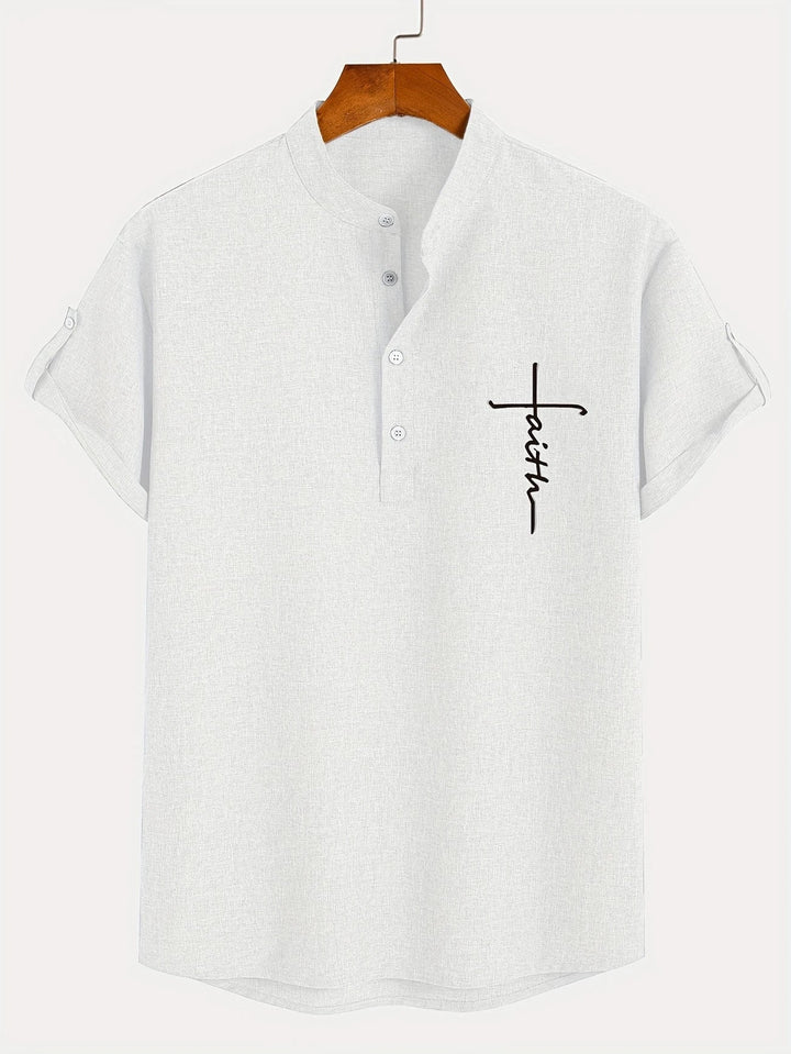 Chemise élégante à manches courtes et col montant