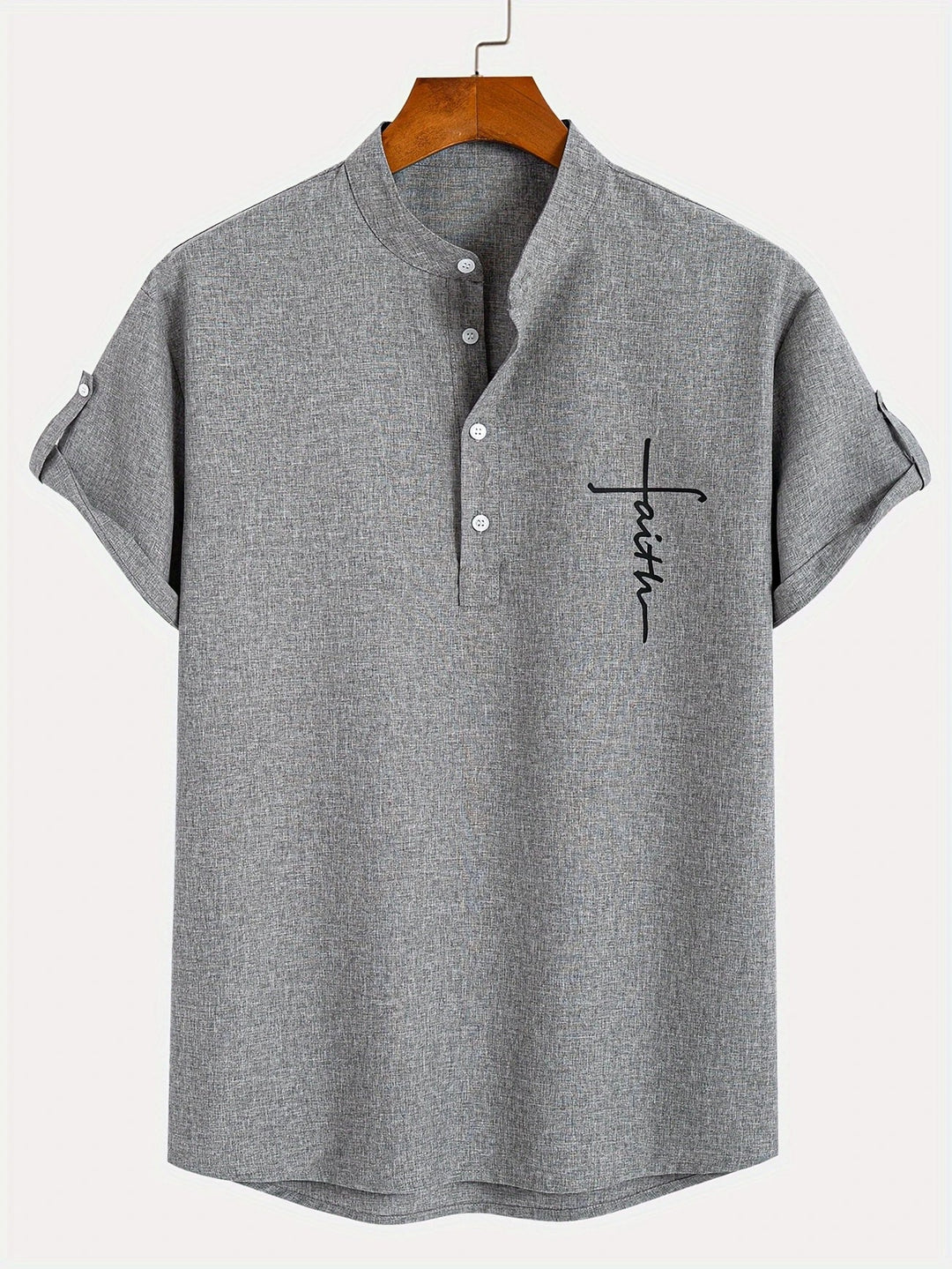 Chemise élégante à manches courtes et col montant
