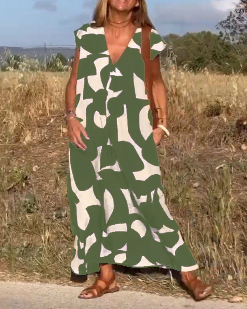 Robe avec imprimé et col en V