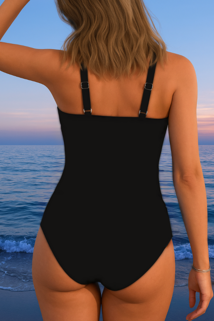 Hélène | Maillot de bain de luxe avec décolleté croisé et imprimé multicolore