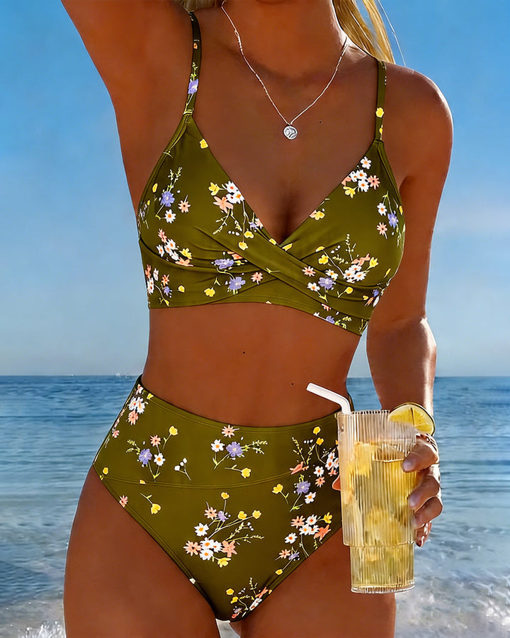 Serena | Bikini Floral avec Taille Haute