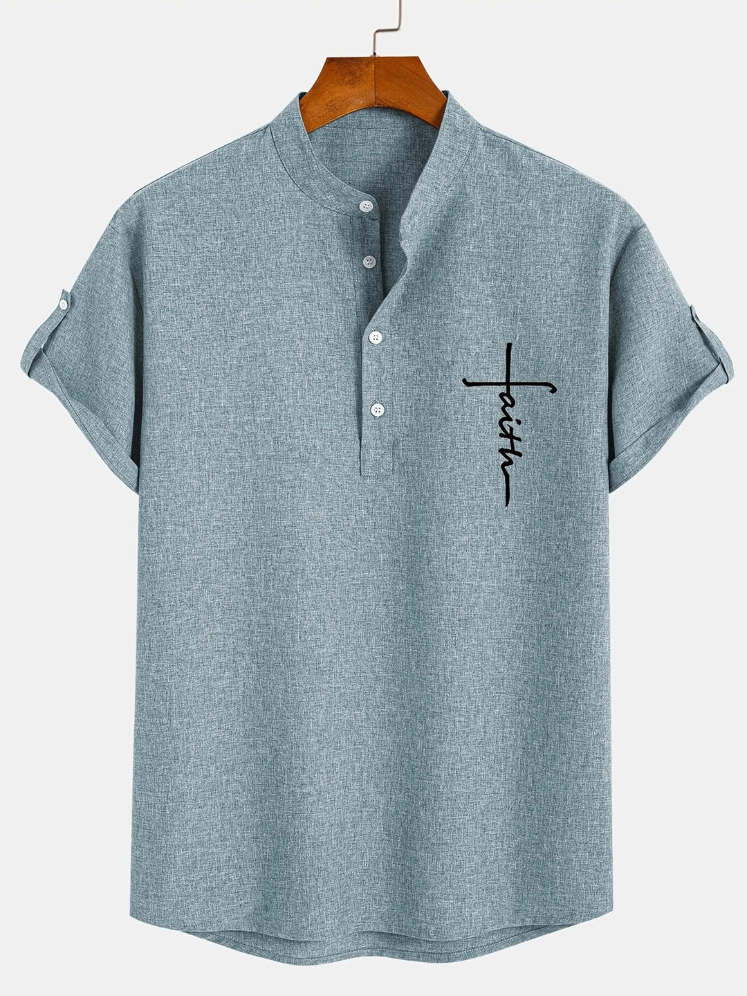 Chemise élégante à manches courtes et col montant
