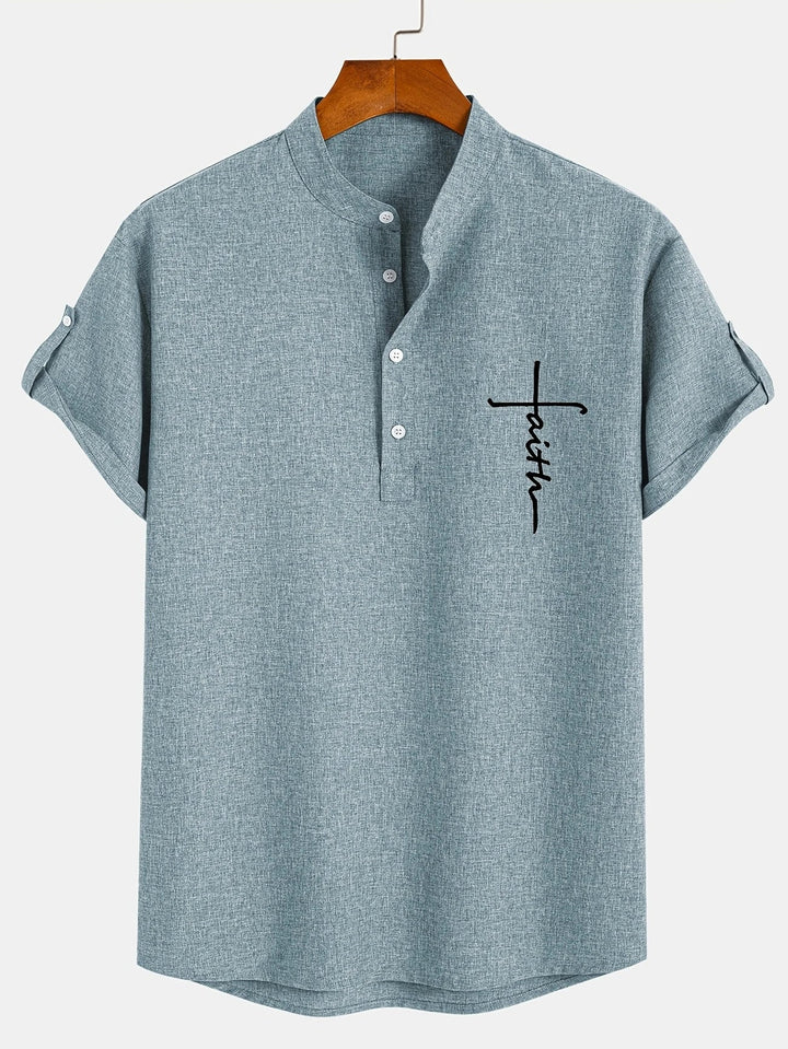 Chemise élégante à manches courtes et col montant