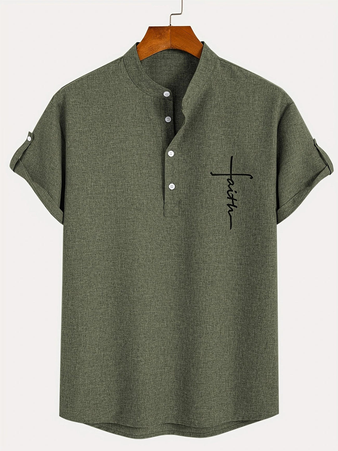 Chemise élégante à manches courtes et col montant