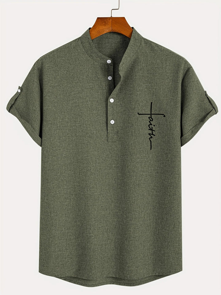 Chemise élégante à manches courtes et col montant