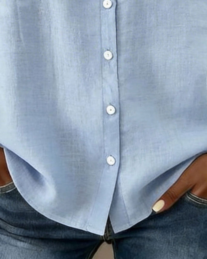Chemise Col Peter Pan Volant Coton-lin Boutonnage Devant