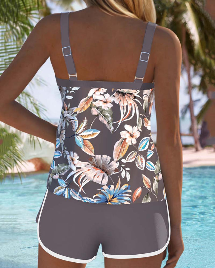 Charlotte | Haut Tankini Imprimé Sans Manches en U