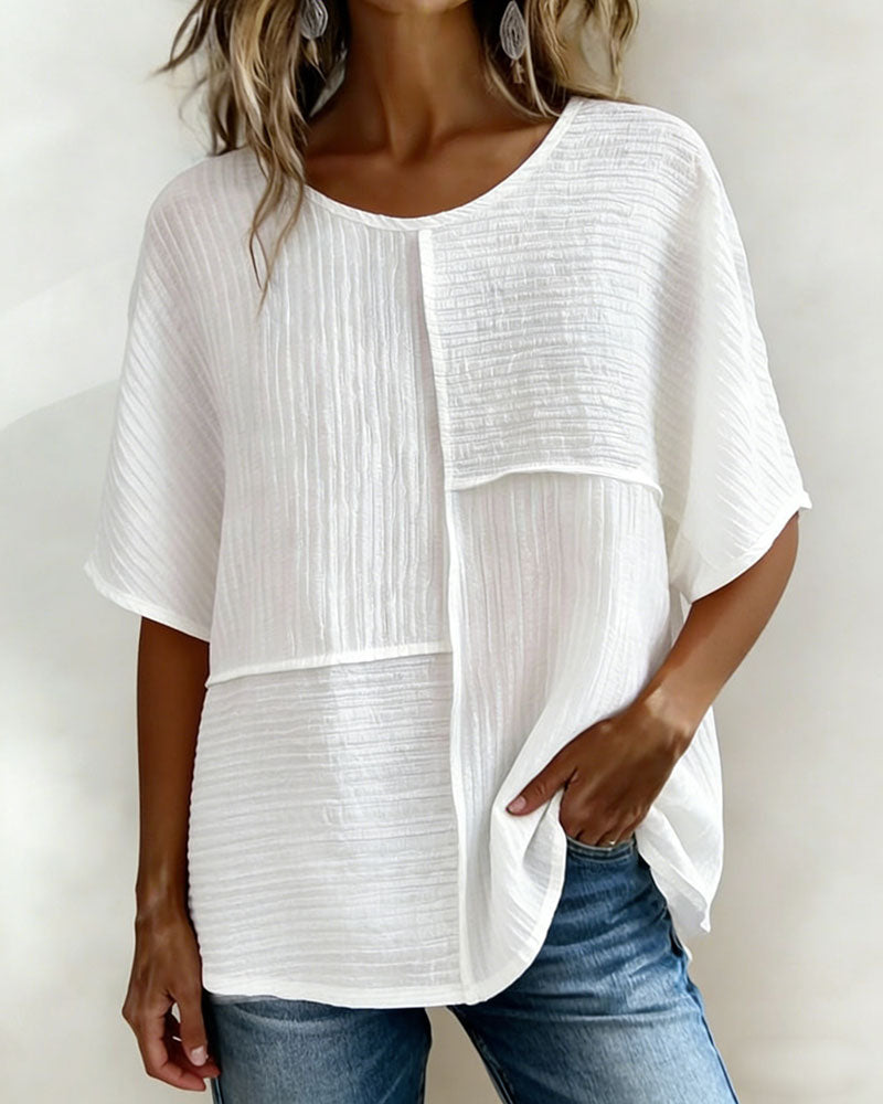 Haut Vertical Texturé Patchwork Lâche