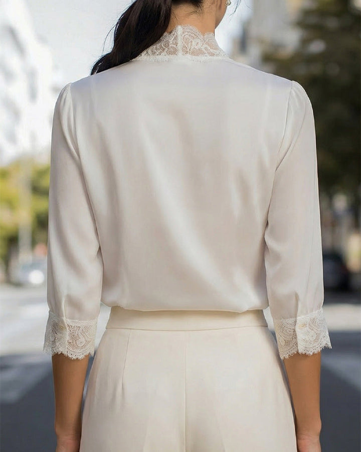Chemise Dentelle Col V Élégant