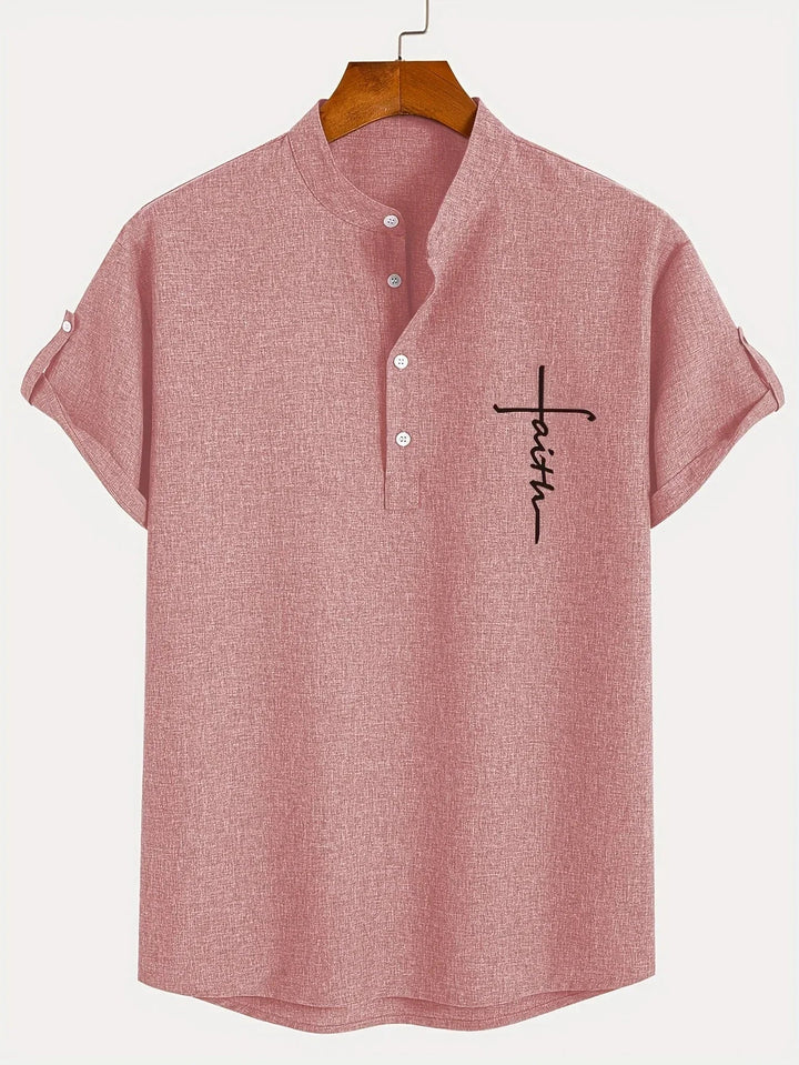 Chemise élégante à manches courtes et col montant