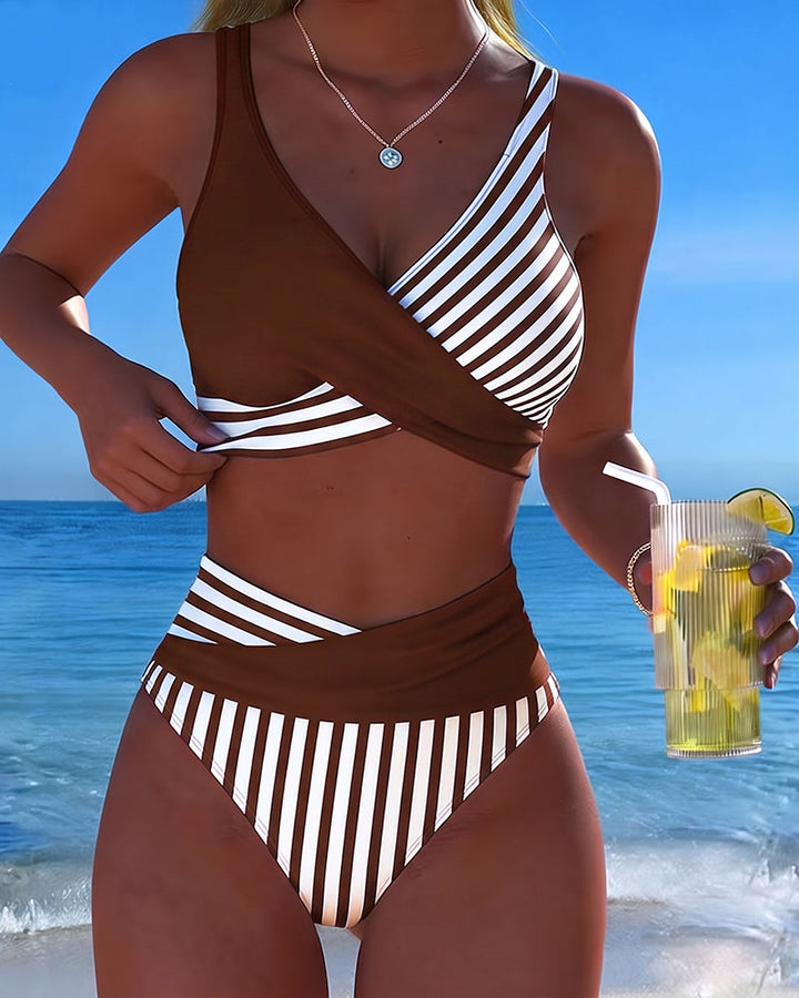 Charlotte | Bikini Croisé Rayé Imprimé