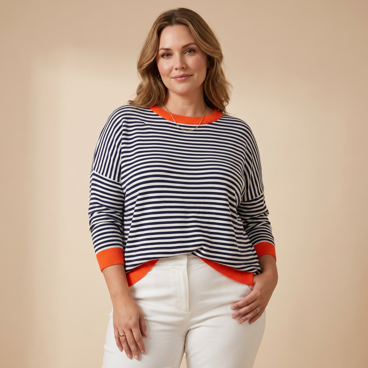 Sophie – Haut Rayé Bleu Et Blanc À Manches Longues