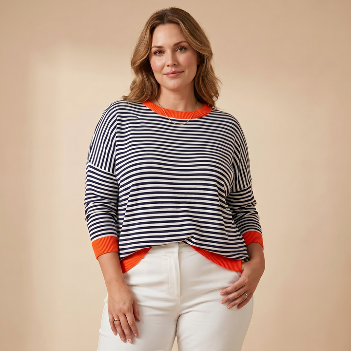 Sophie – Haut Rayé Bleu Et Blanc À Manches Longues