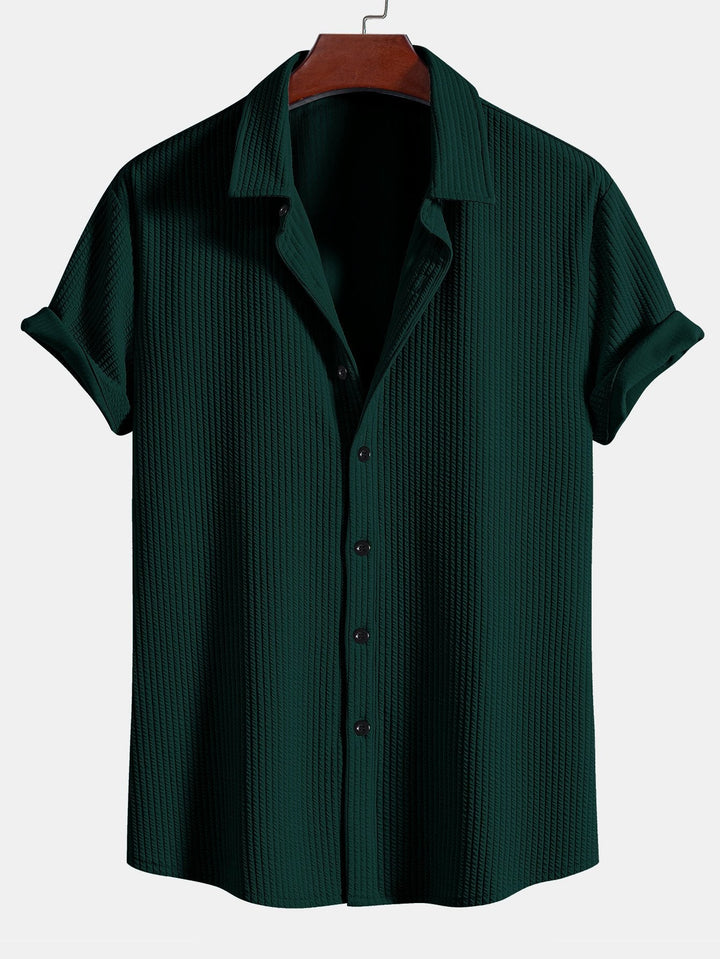 Muscle Ribbed Button-Up Shirt