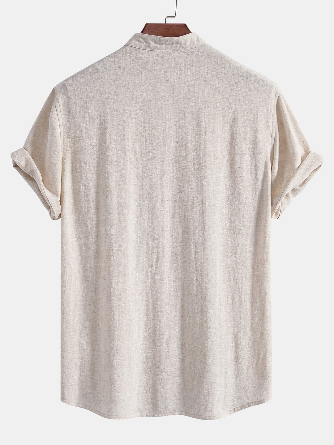 Linen and Rayon V-Neck Short Sleeve Shirt