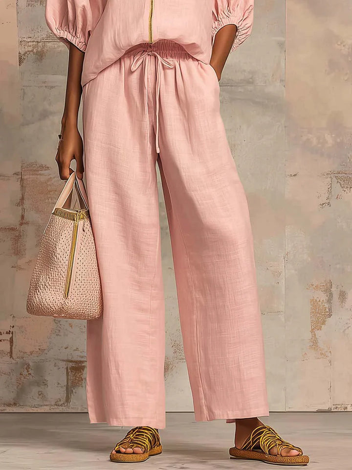Alba | Ensemble de deux pièces : Chemise décontractée et pantalon à jambes larges